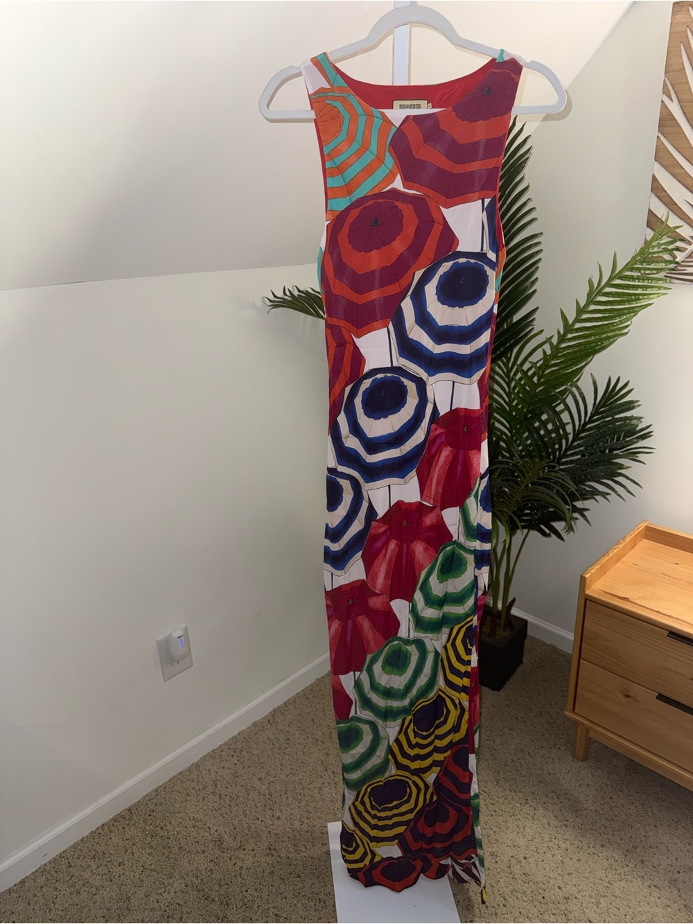 Muma World Multicolored umbrella Riviera Electra Maxi Dress Size M - Picture 2 of 5
